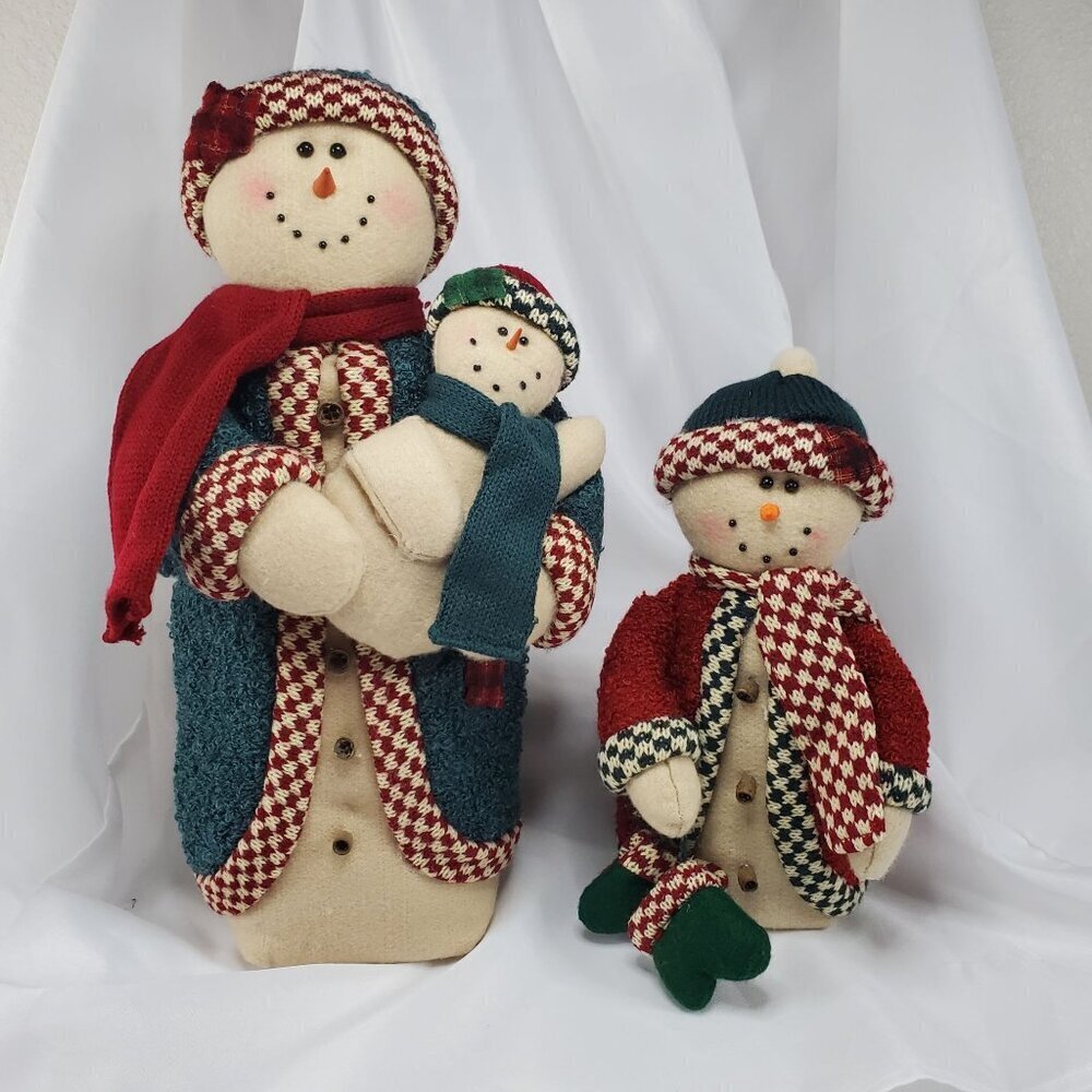 Snowman Family Plush Decor Set With Baby & Child weighted bottoms